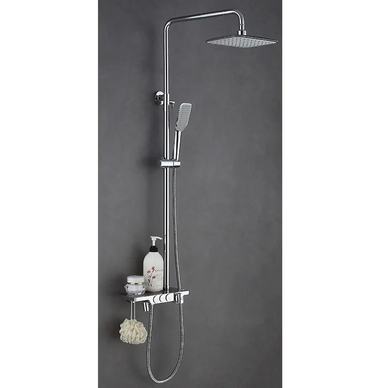 Hot selling high quality hotel bathroom wall mounted design thermostatic shower set with shelf D05 1450