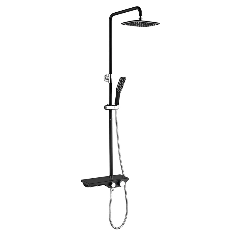 New Version Classic Matte Brass Black Wall Mounted Bathroom Shower Set with Shelf  D05 1403