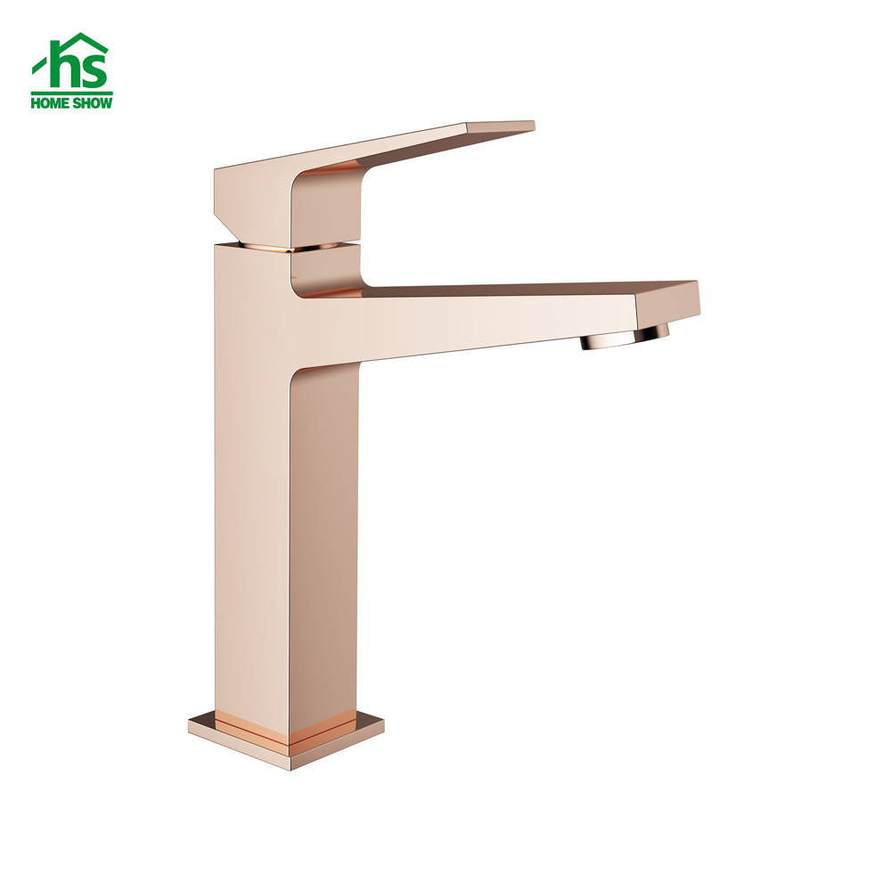 OEM Wholesale Factory Rose Gold Surface Middle Size Brass Basin Faucet for Bathroom M48 2002