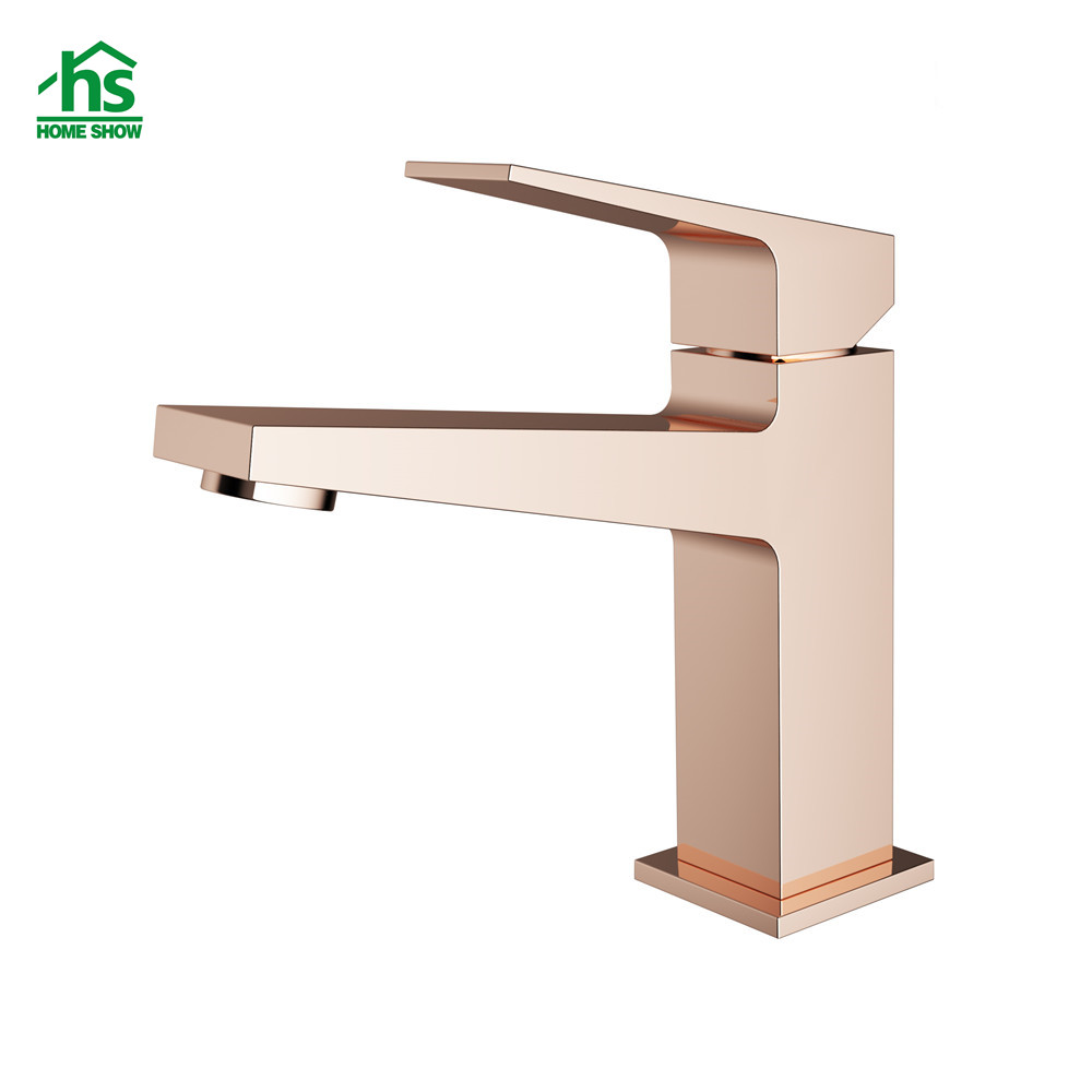 OEM Wholesale China Factory Rose Gold Surface Brass Basin Faucet for Bathroom M48 2001