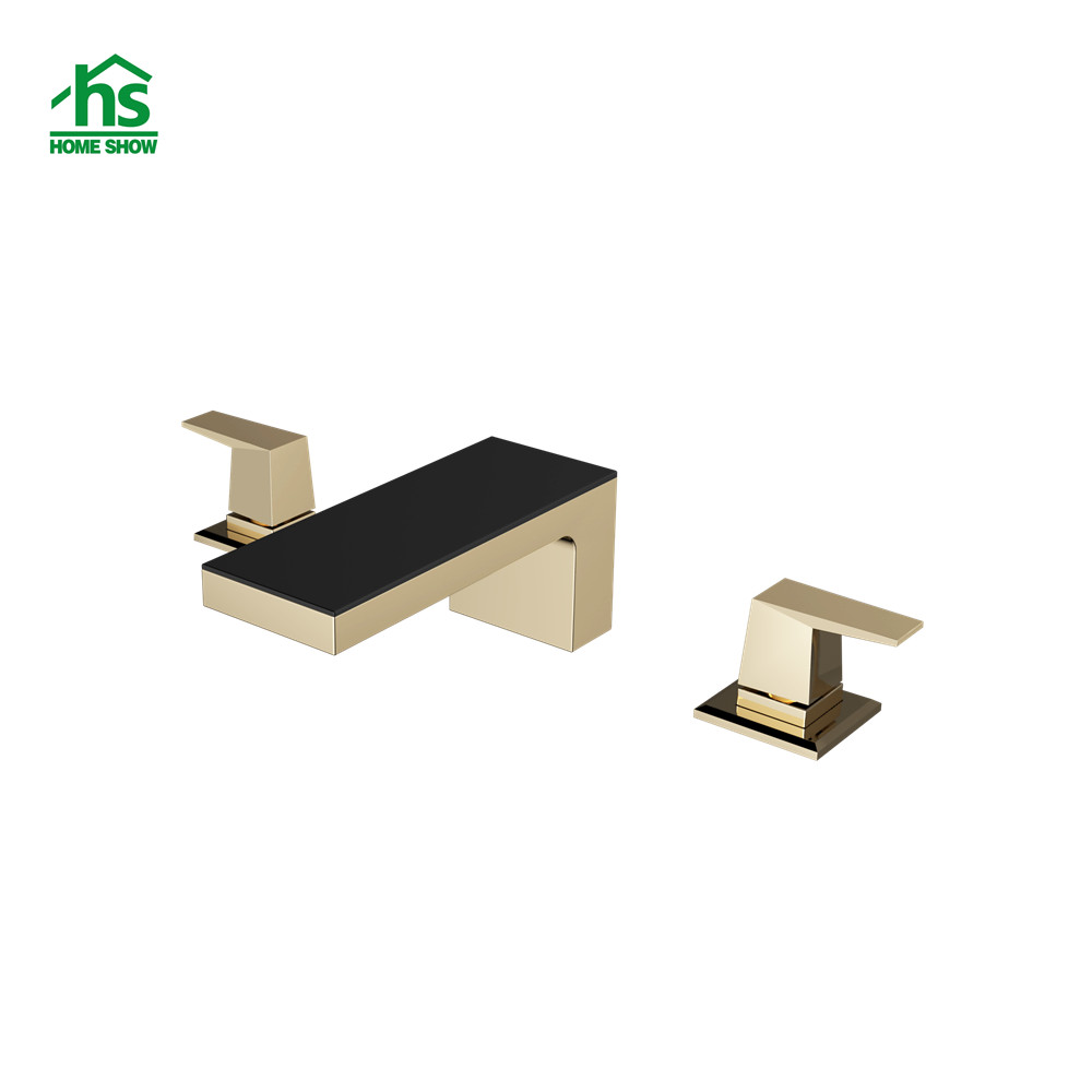 Wholesale Ecnomic Brass Gold and Black Surface 3 Holes Basin Mixer Tap M43 3005