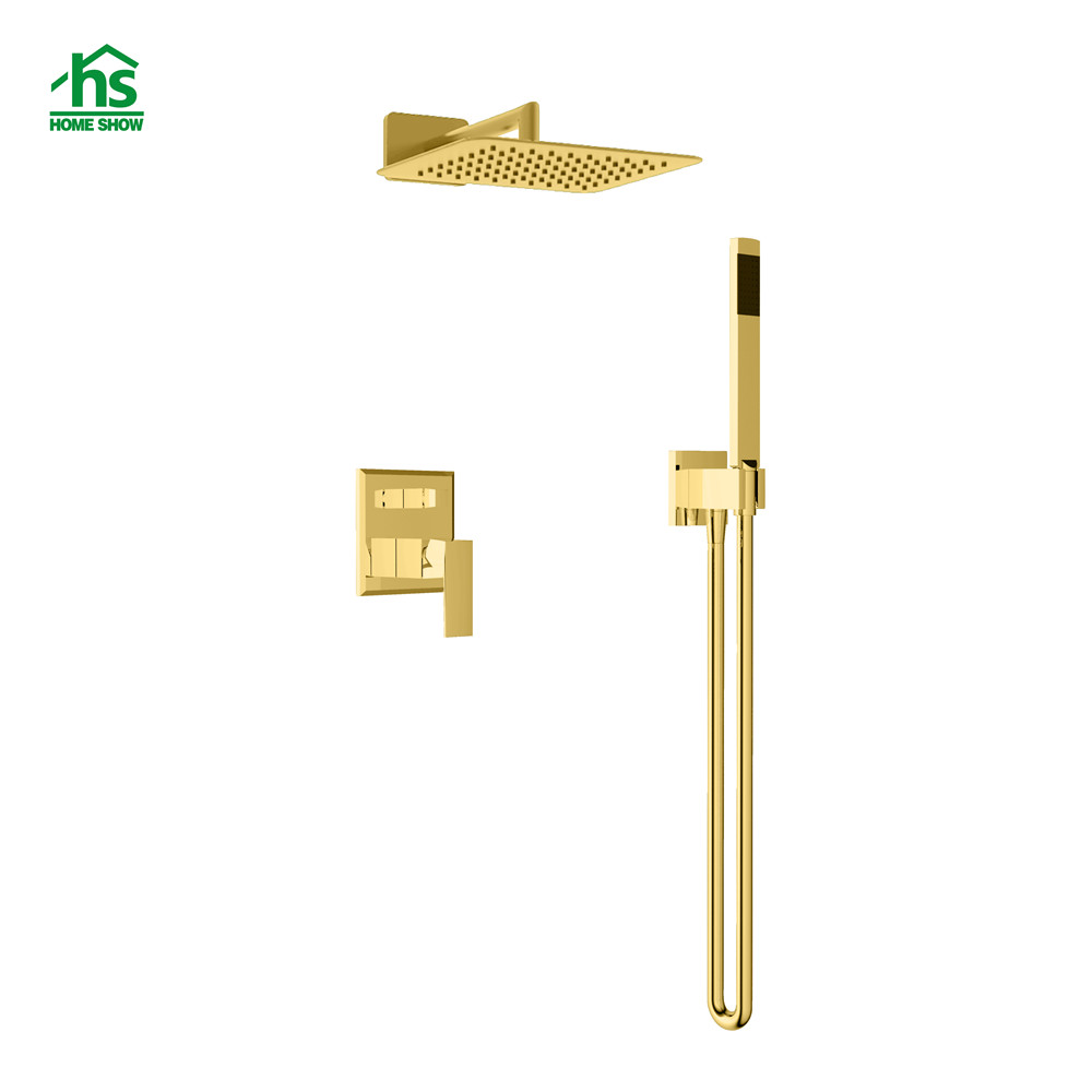 Factory Quality Wall Concealled Two Function  Gold Surface Shower Mixer Set with Valve Control and Hand Shower D44 3002
