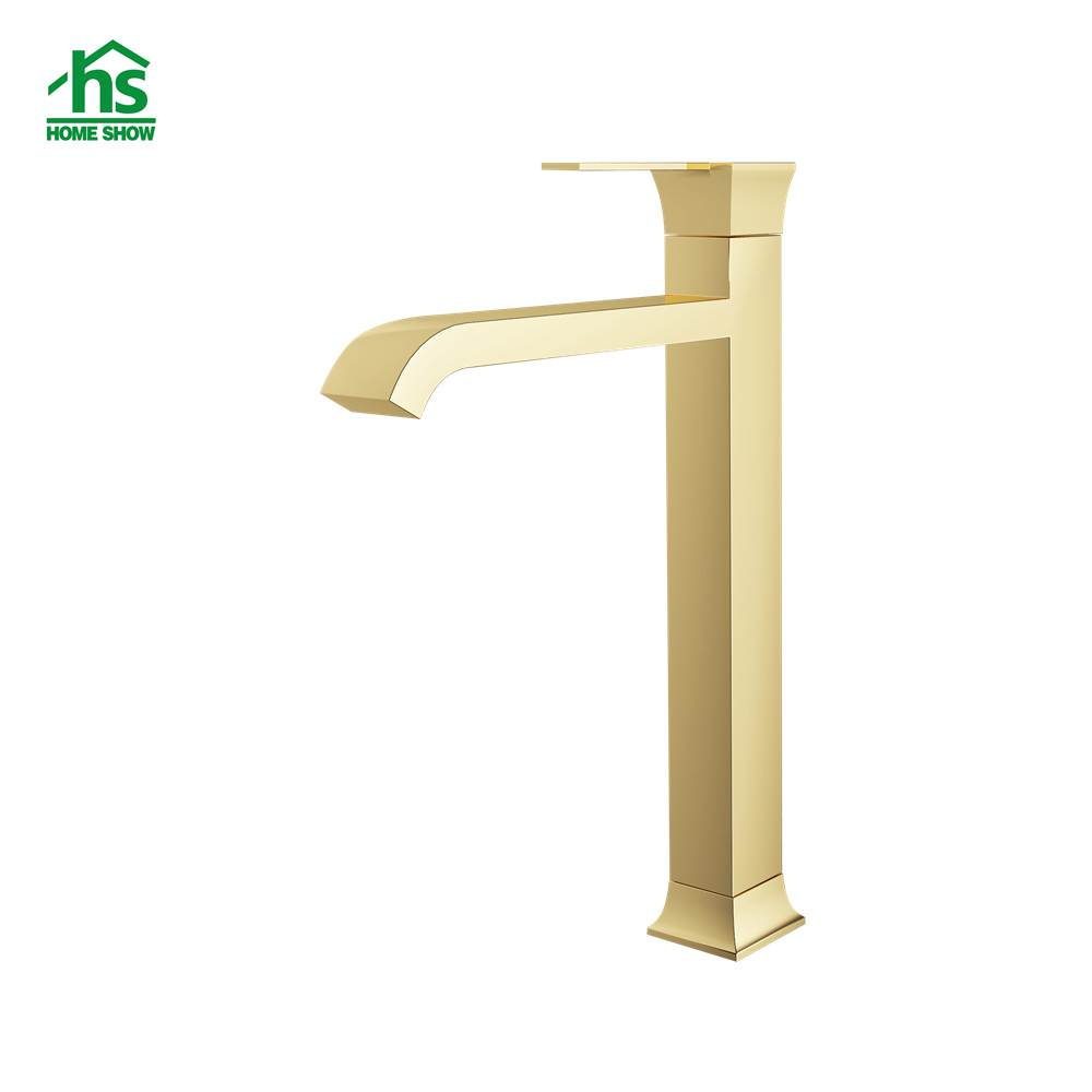 Manufacturer Tall Size Gold Surface Single Level Basin Mixer Tap for Bathroom M44 3003
