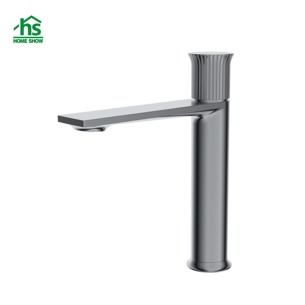 Manufacturer Tall Size Gun Grey Surface Single Level Basin Mixer Tap for Bathroom M47 2004