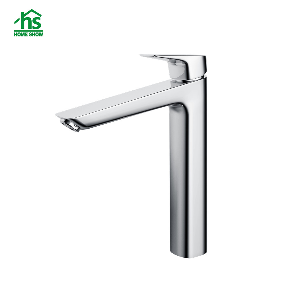 OEM Tall Size Chrome Surface Single Level Basin Mixer Taps for Bathroom